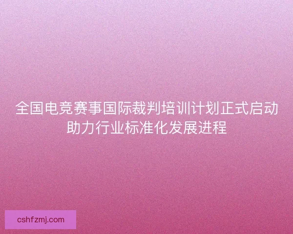 全国电竞赛事国际裁判培训计划正式启动助力行业标准化发展进程